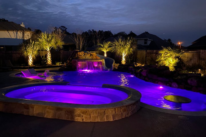 Stunning custom pool design with LED lighting